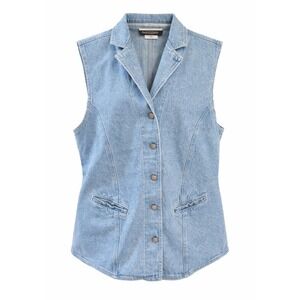 Vintage Rockies Denim Vest Women's Size 1X Made in USA Western Blue Jean Vest